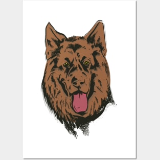 A German Shepherd head  Sketch. Posters and Art